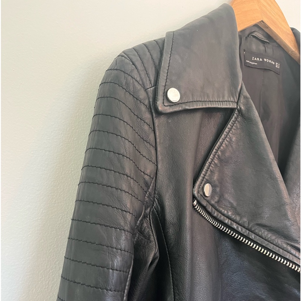 Zara Black Leather Biker Jacket - image 2